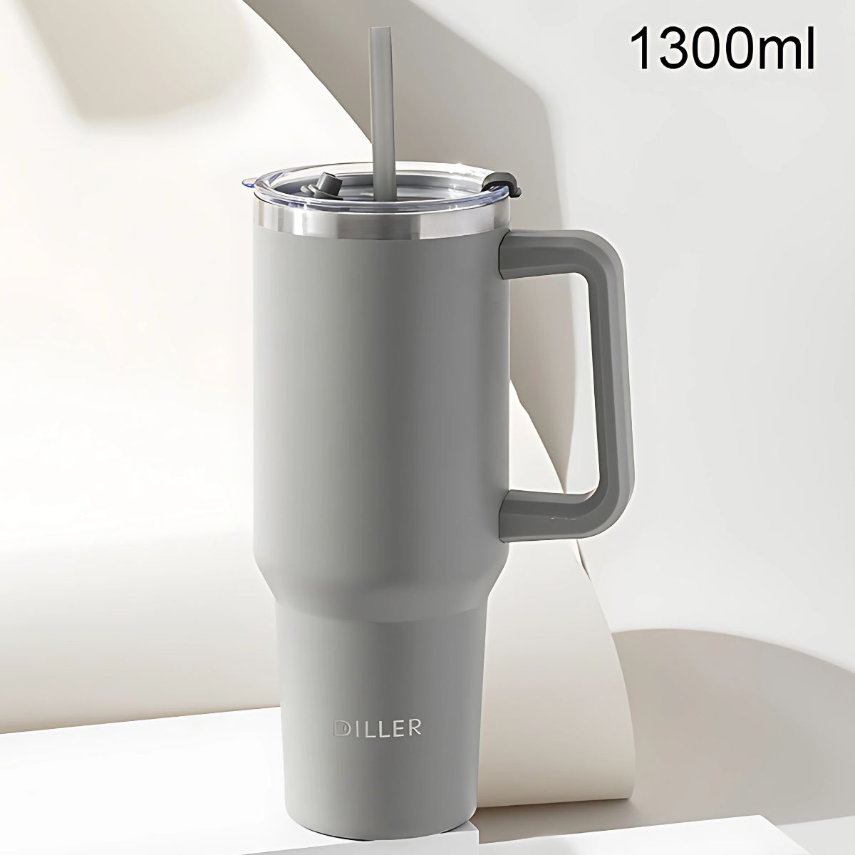 Botella termo de 44oz. Vaso térmico de acero inoxidable. Color gris.