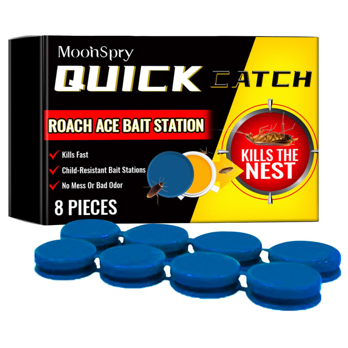 Trampa mata cucarachas. Estación de cebo para Control de plagas. Extermina insectos. (Pack de 8 pzs)