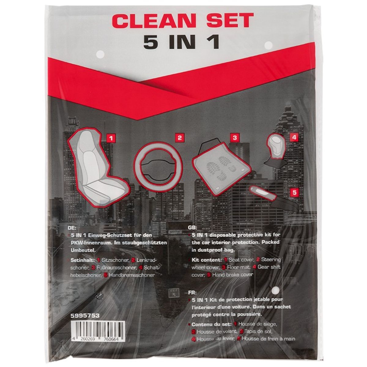 Fundas desechables para interior de auto. (Set 5 en 1). Cobertores plásticos para interior de carro.
