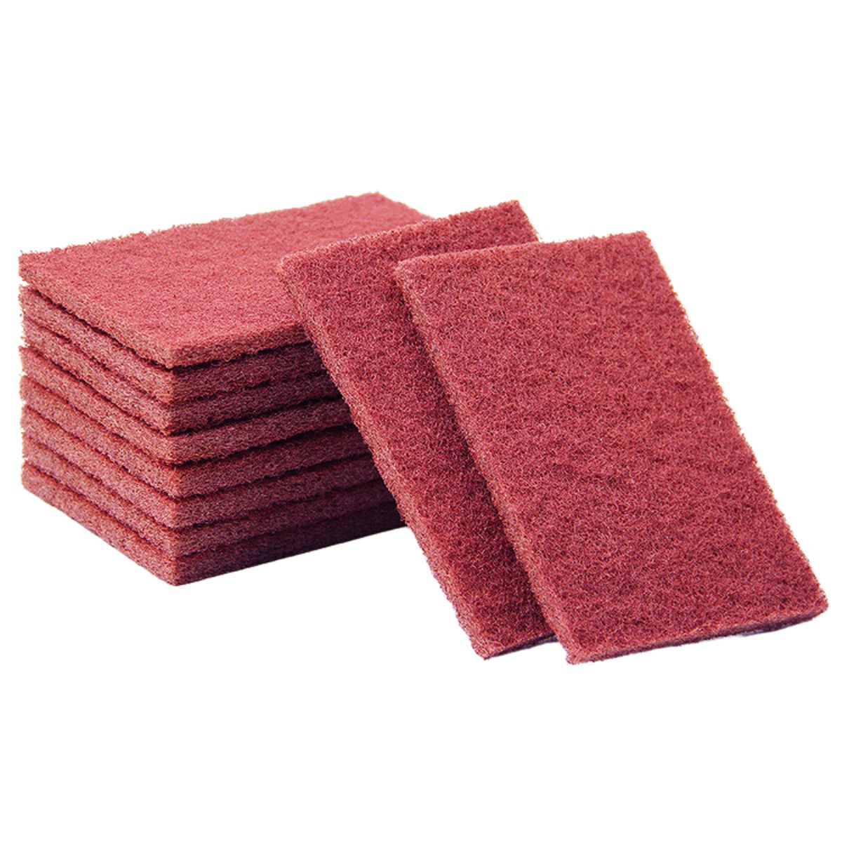 Pad abrasivo de satinar Esponja de nylon. Color rojizo. (Pack de 5 unidades). Multiusos. 15x10x1 cm