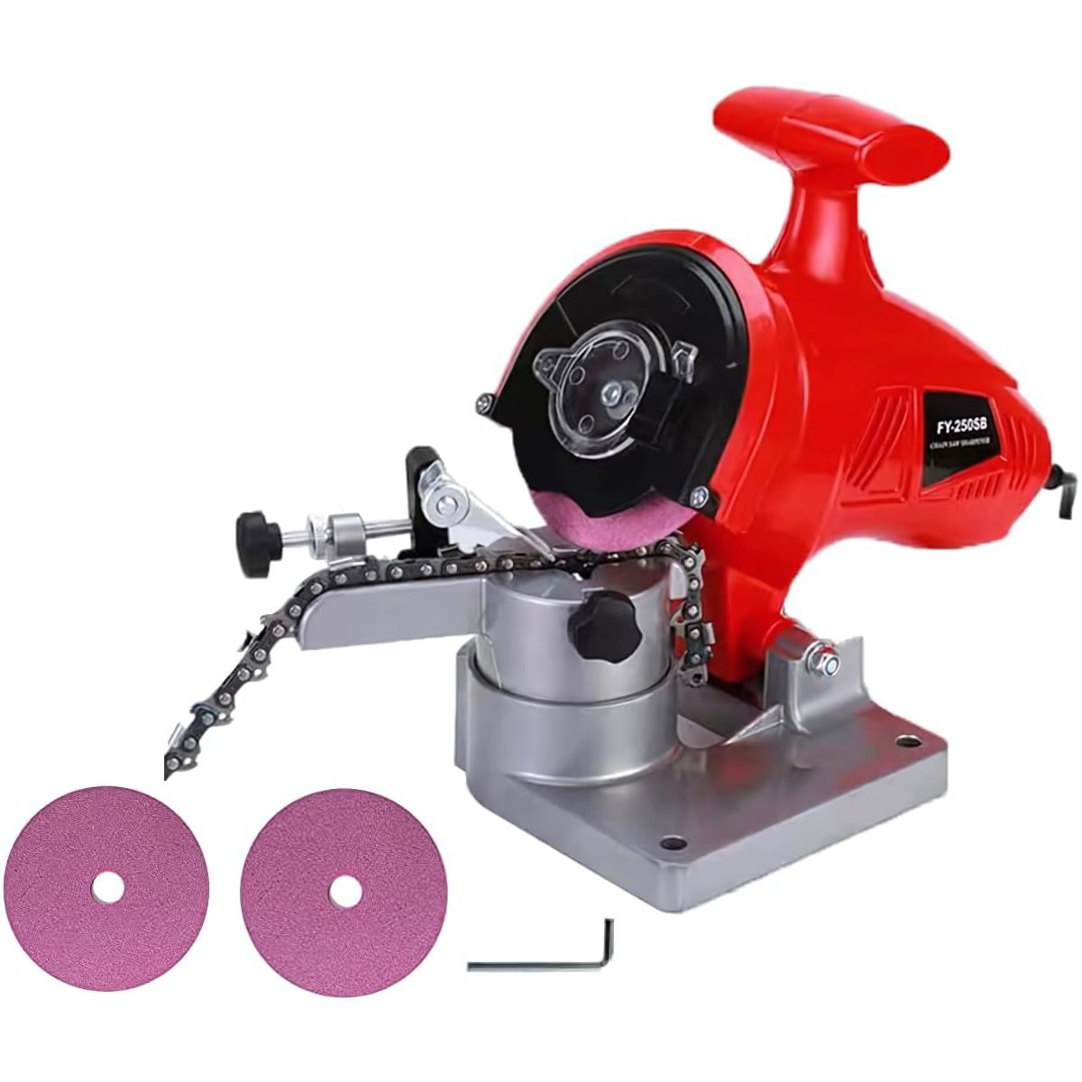 Afilador Eléctrico para Cadenas de Motosierras 110V. Incluye 2 Discos de Afilado.