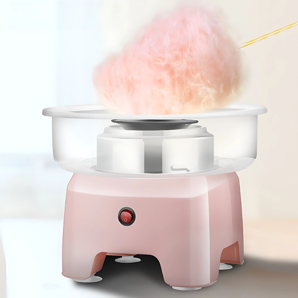 Máquina de algodón de azúcar 550W. Color rosado.
