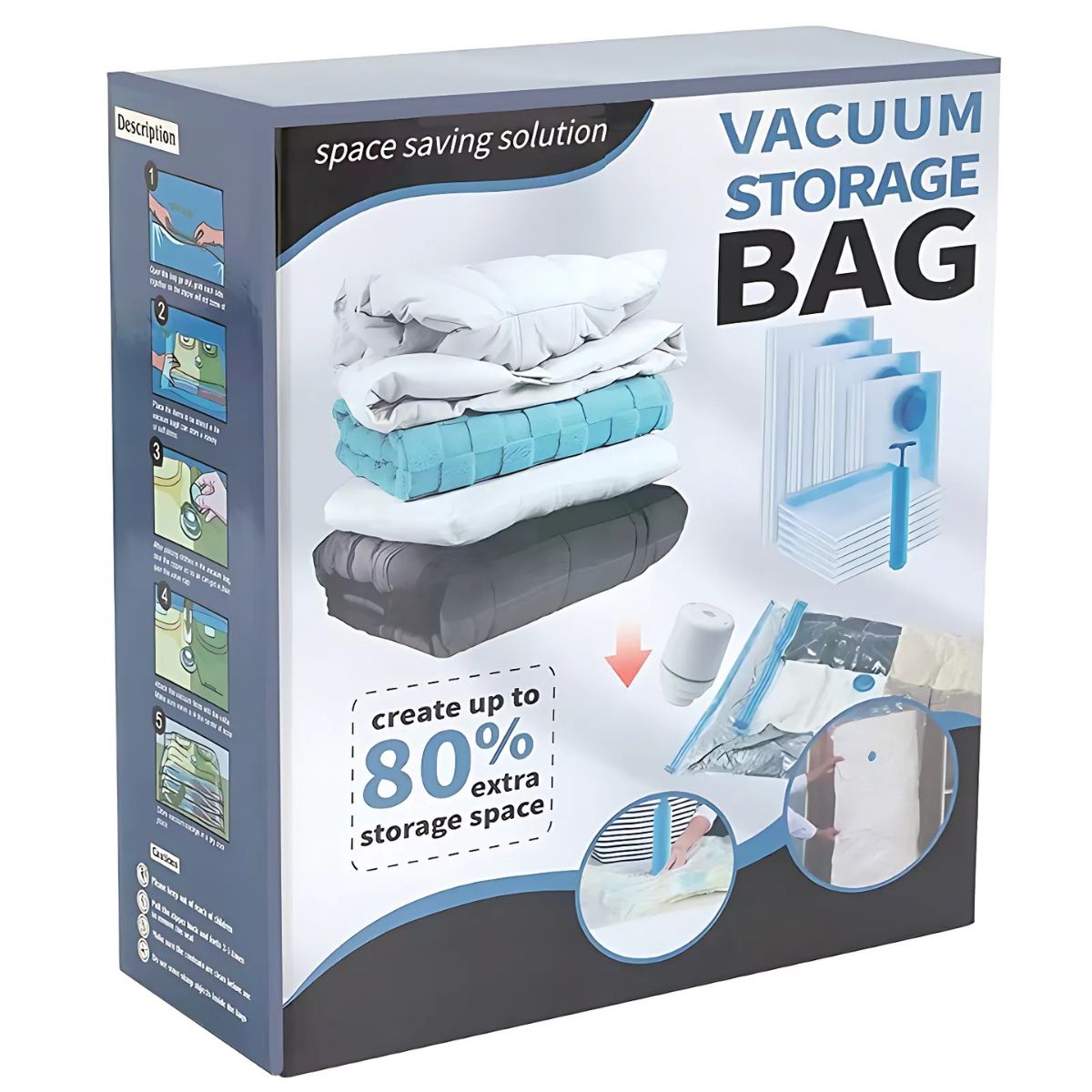 Bolsas De Almacenamiento Al Vacío Para Ropa. (Set De 11 Piezas) Incluye Bomba De Mano. Ideal Para Viajes.