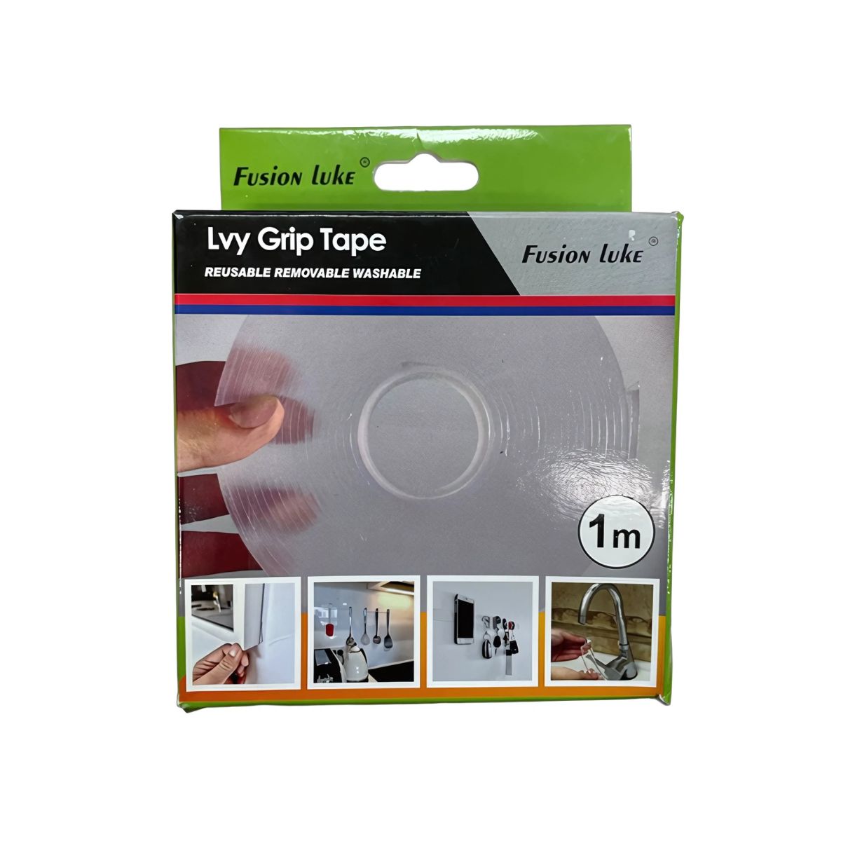 Cinta Adhesiva Doble Contacto transparente Nano PU Adhesiva, Lavable Y Reutilizable. Tape doble contacto Tamaño 3 cm X 1 Metro largo.
