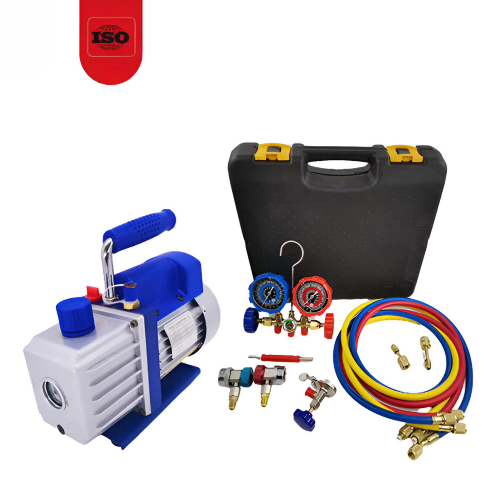 Bomba de vacio 3 CFM, 1/4HP, HVAC/Auto AC herramienta de recarga de aire acondicionado refrig y kit de manometro