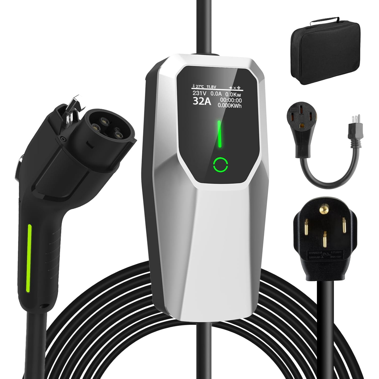 Cargador Carros Electricos EV Nivel 2 Y 1, 32 Amp, 110V-240V, De 20 Pi