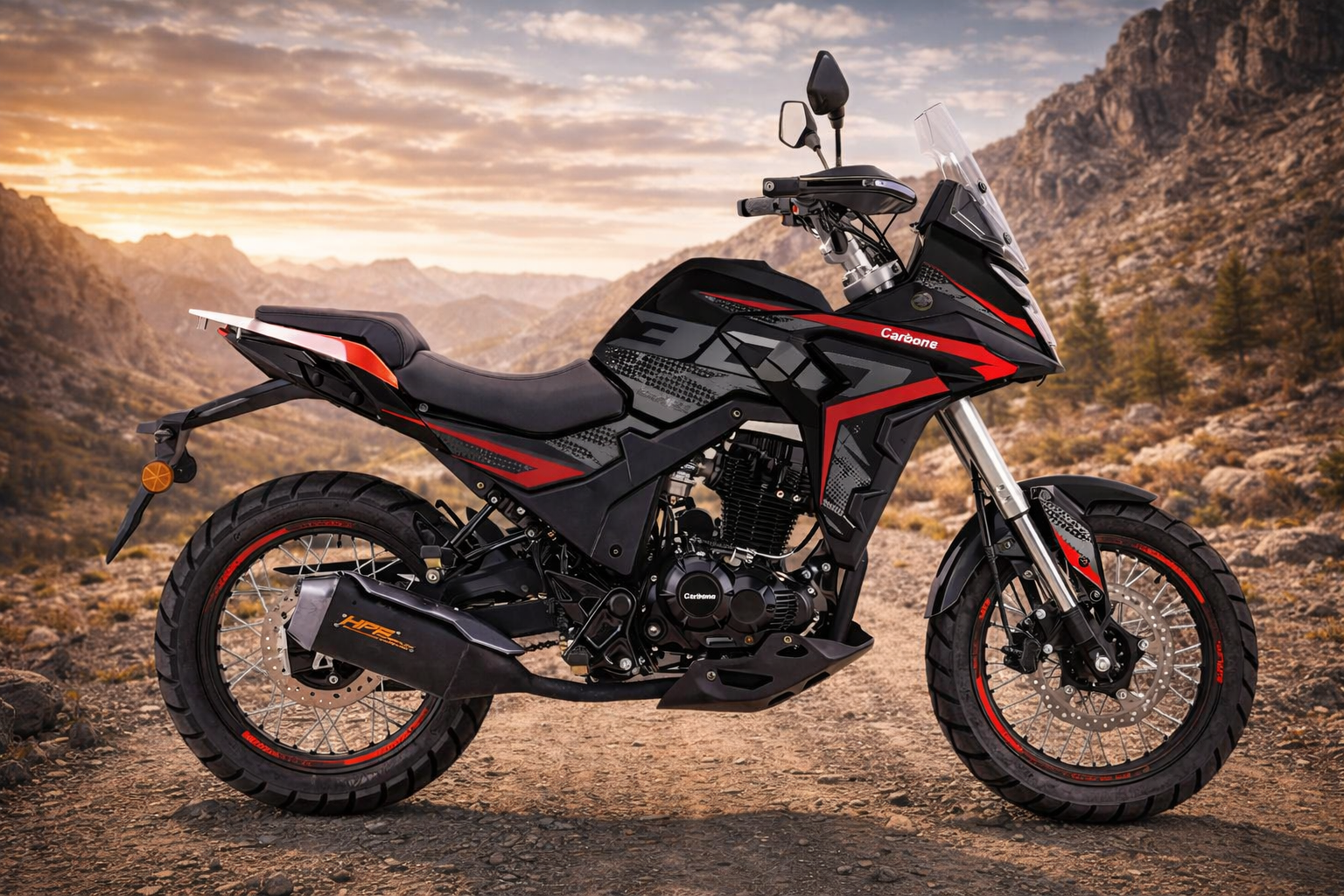 Carbone VELTRAX 300 Color Negro 1 cilindro 300cc 4 válvulas 6 velocidades Dual-Channel ABS enfriada por aceite Touring/Adventure