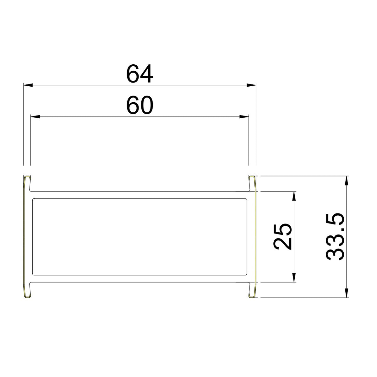 Perfil unión UPVC adaptador rectangular 60mm Serie abatible UPView Carbone Espesor 2.5mm Largo 5.85m Color Negro Microtexturizado