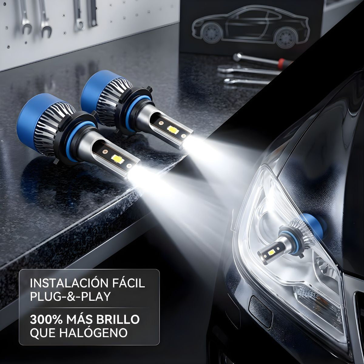 Bombillos LED Automotrices de Alta Potencia. Luces LED Para Auto. Repuesto De Focos Para Auto. Bombillos Para Faro Delantero. Luz Blanca. Plug & Play (se venden por unidad) No par.