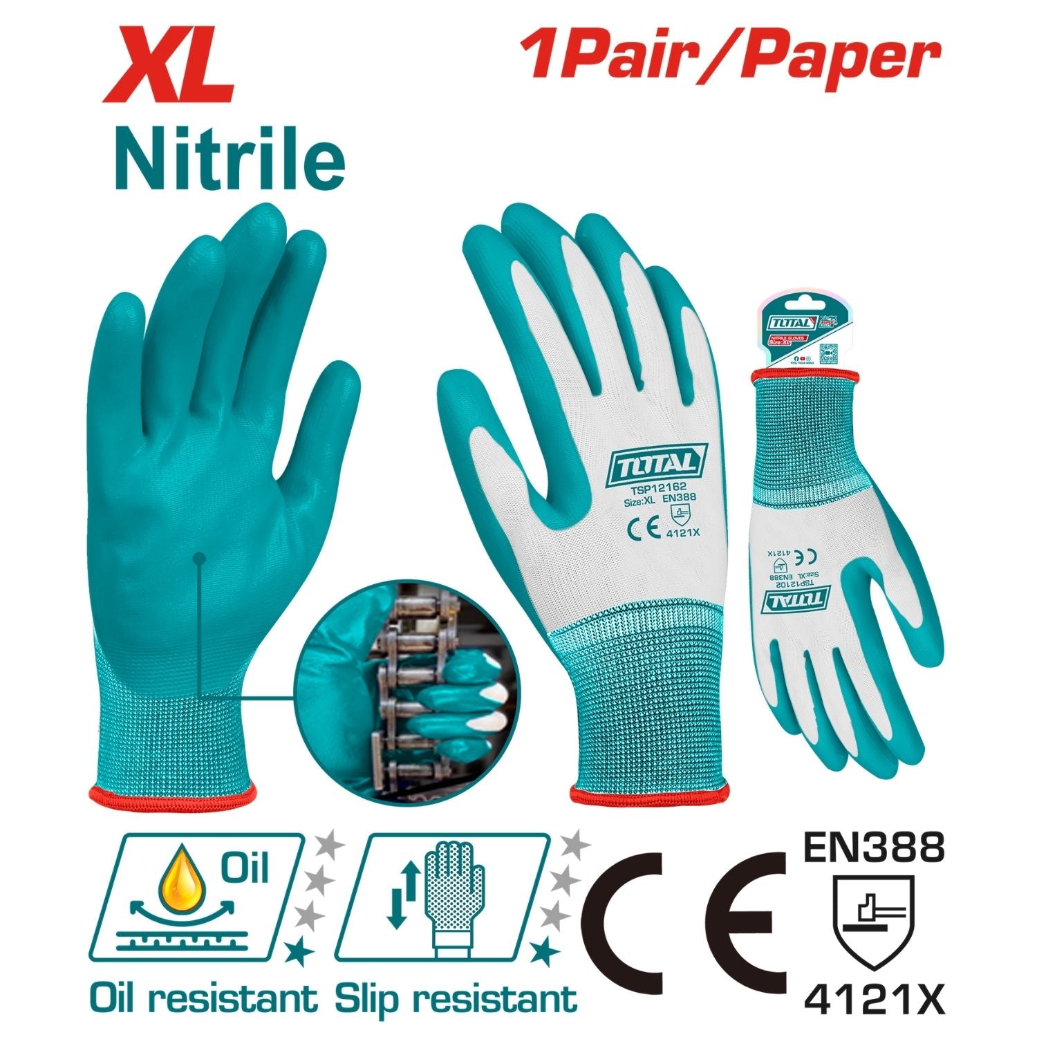 Guantes de nitrilo en la palma .Medida XL.(1 par)