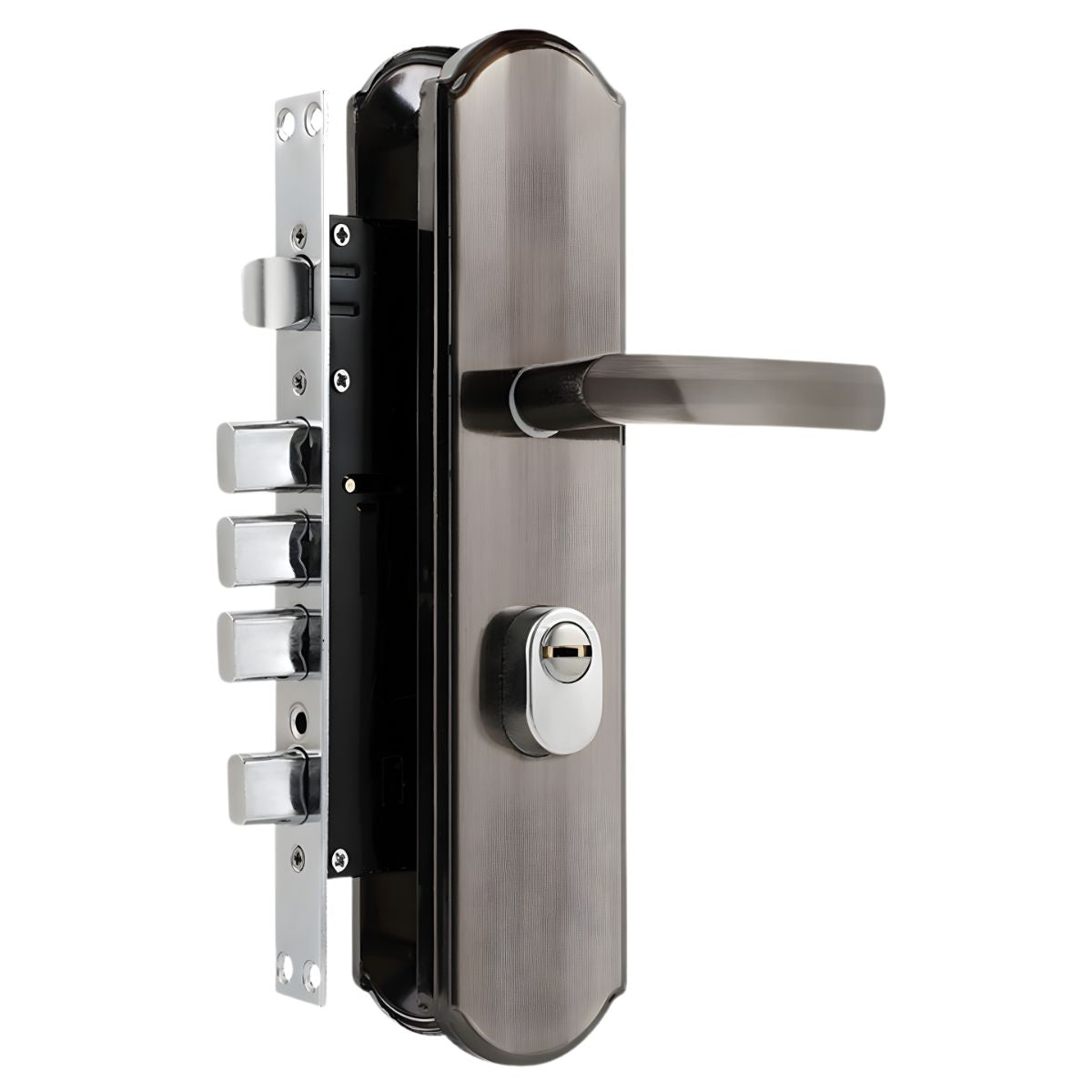 Cerradura De Seguridad Embutida Antiganzúa Antirrobo Lengüeta Cuadrada Doble De Acero Inoxidable. Para Puertas 45 a 55mm Cilindro Nivel C.
