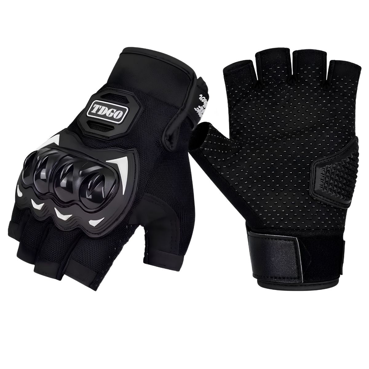 Guantes para Moto y Ciclismo de Medio Dedo con Carcasa PE Anticaídas. Antideslizantes y Transpirables. Resistentes al Desgaste. Color Negro.