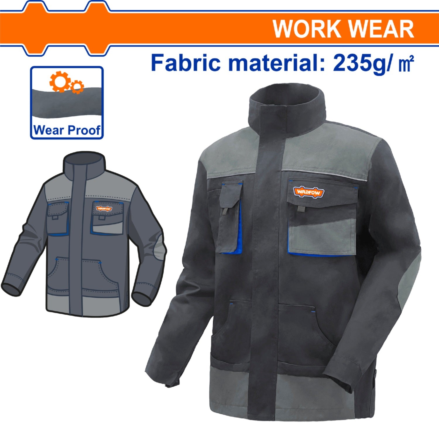 Camisa de Trabajo con material reflectante y bolsillos. Manga larga.Color Gris