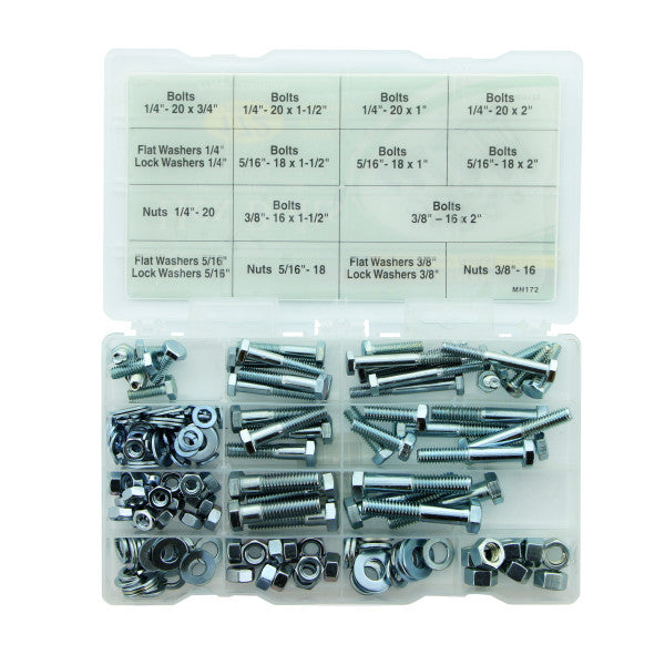 (172 piezas) Kit de tornillos hexagonales, tuercas y arandelas