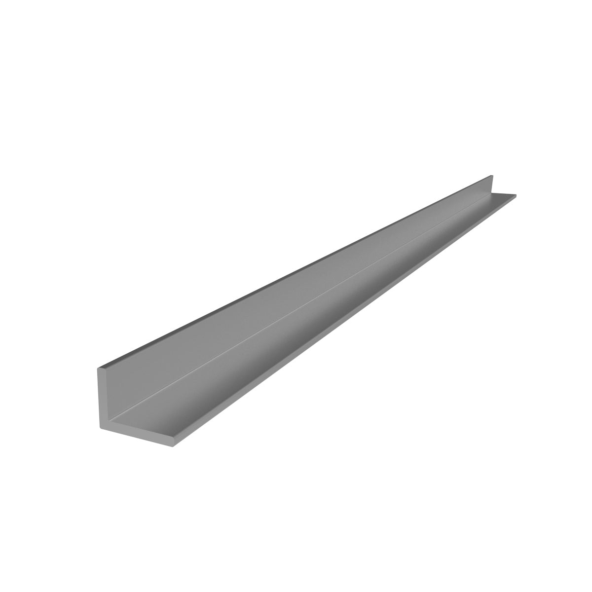 Angulo forma L de 1/2"x3/8" Espesor 1.5 mm. Largo 5.85 mts. Acabado Anodizado Silver 15 Micron.