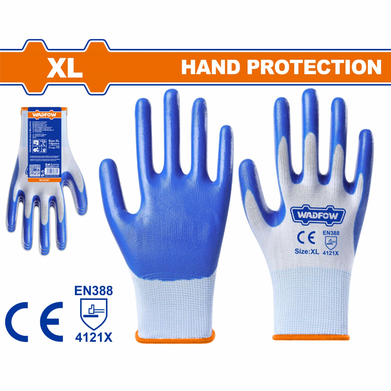 Guantes de Nitrilo XL. Ideal para aceites. Acabado de palma lisa y textura rugosa. Set 12 pares.