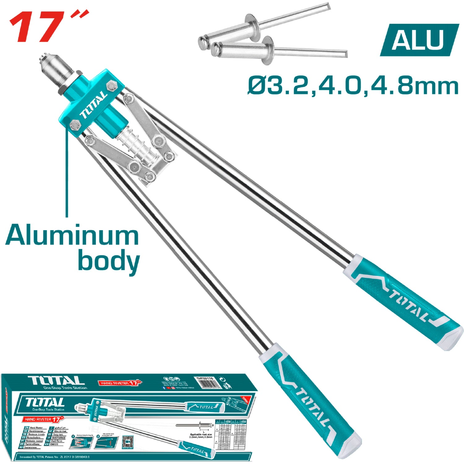 Remachadora 420mm,17". Para remaches 3.2mm,4mm,4.8mm