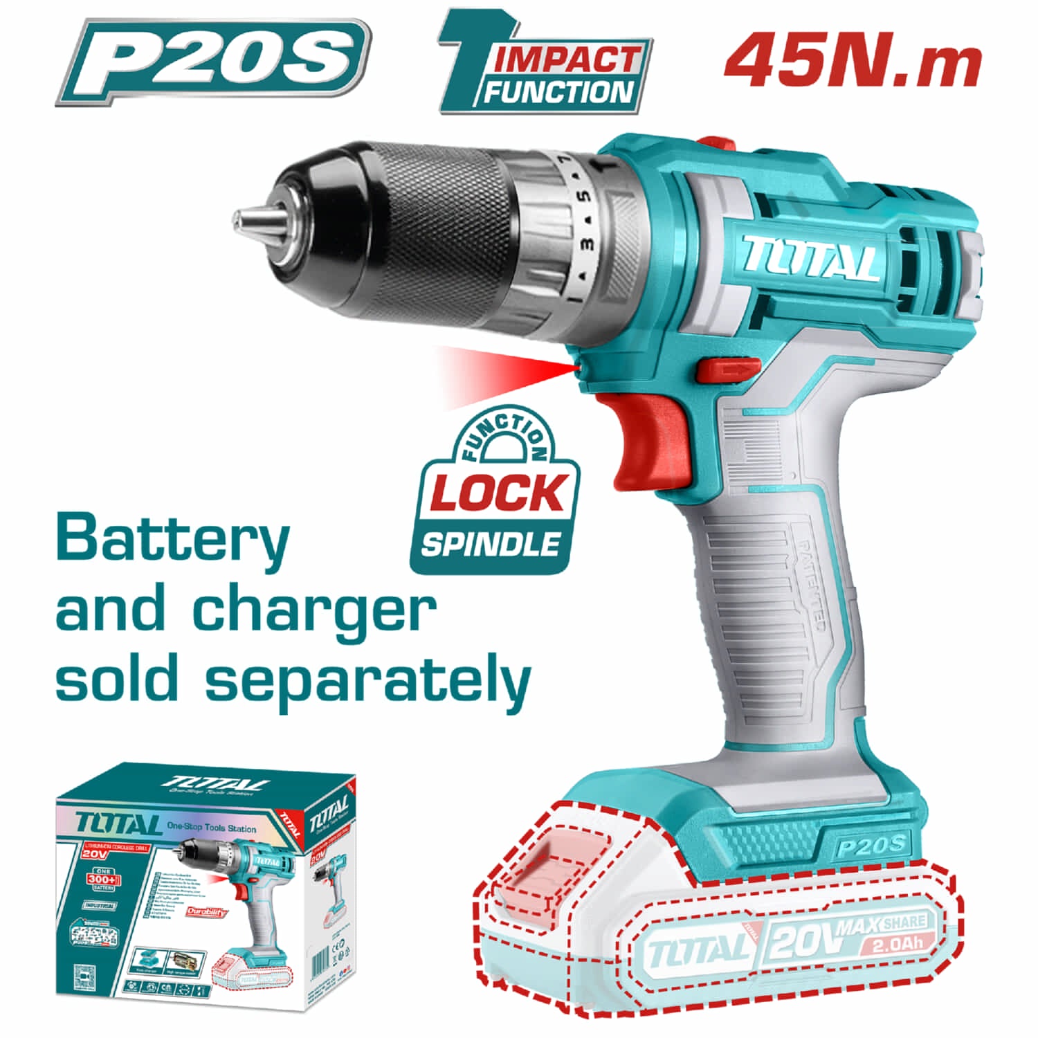Drill Taladro Inalámbrico Función Impacto 20V 3/8