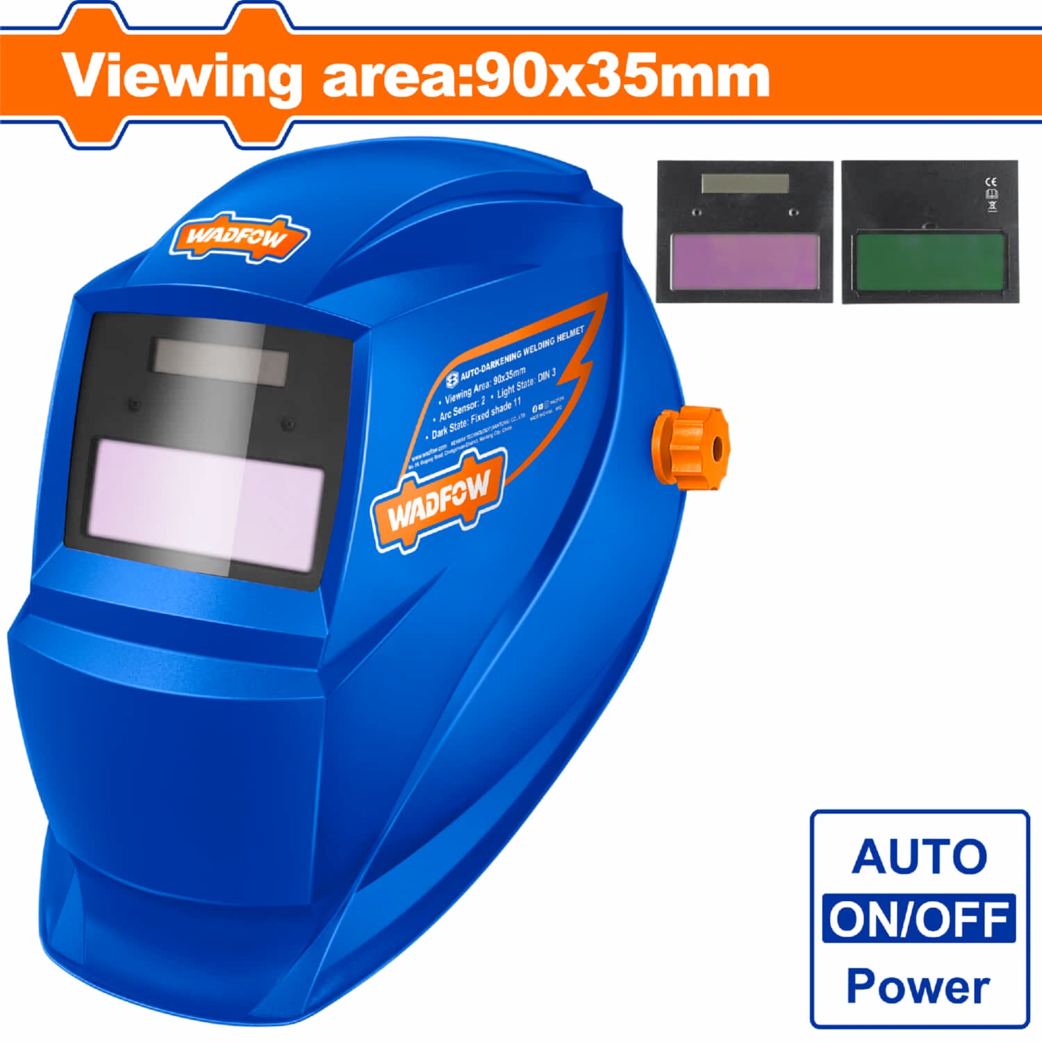 Máscara de soldadura. Area de visión 90x35mm. Oscurecimiento automático. Protección UV/IR DIN16. para soldar