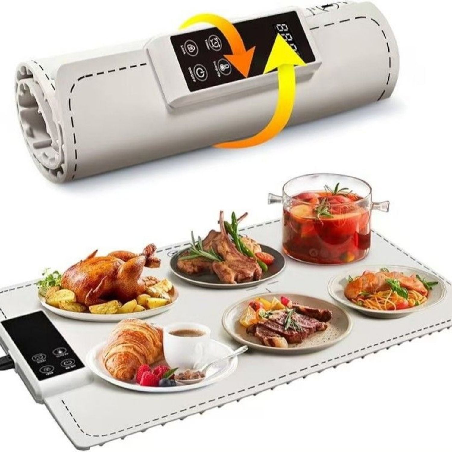 Plancha calentar alimentos Tapete eléctrico , bandeja de calentamiento de silicona de grado alimenticio. Plancha caliente