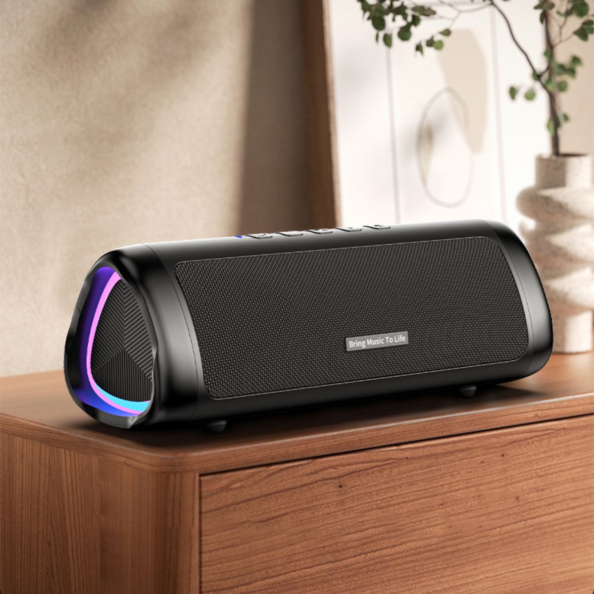 Bocina altavoz Bluetooth 5.3 portátil. A prueba de agua IPX6, 20W. Con batería de 10 horas y carga USB-C. Speaker Parlante.