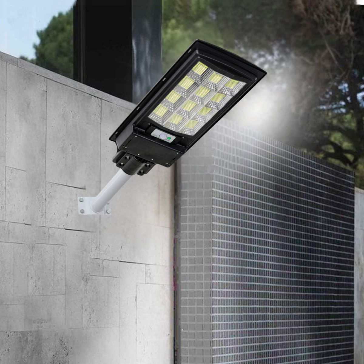Lámpara Solar para 480 m²1080 LED con Sensor de Movimiento. Foco con panel solar para exteriores. Con control remoto. Luz blanca.