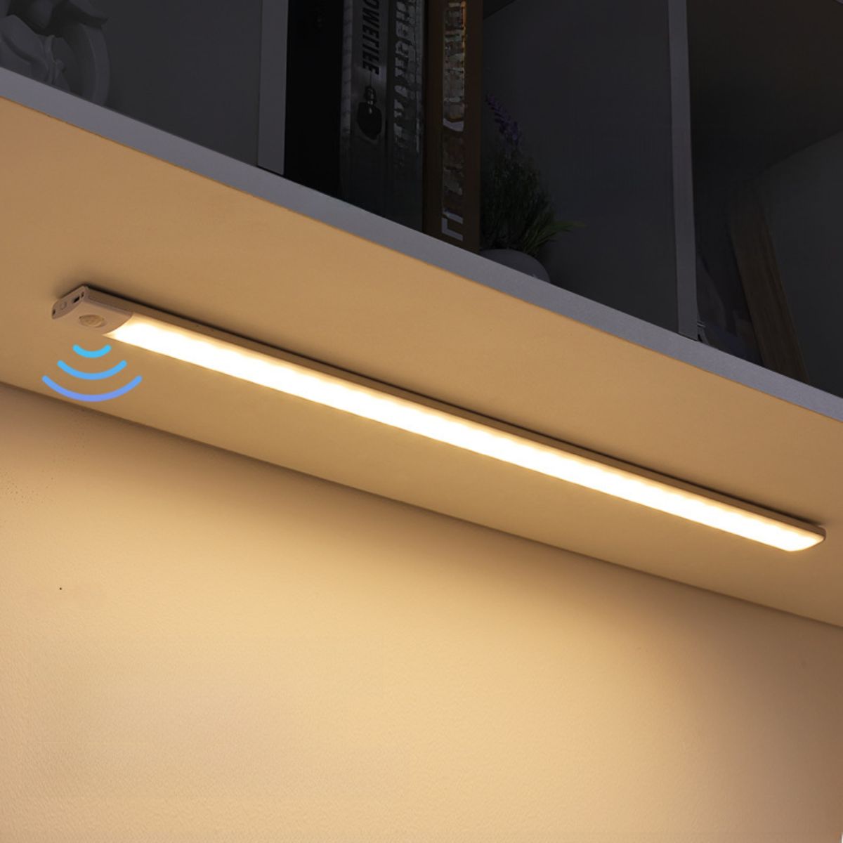 Lámpara LED Ultra Fina con Sensor de movimiento. 80 LEDs, 3 Modos y Carga Rápida. Luz inteligente inalámbrica 40cm. (Luz cálida, blanca y natural)
