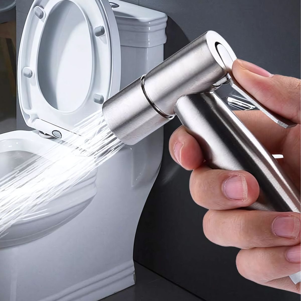 Ducha sanitaria tipo teléfono. Acero inoxidable.