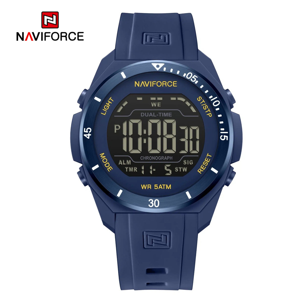 Naviforce Reloj Digital Azul, Correa de Silicona, Diámetro de 41 mm y Resistencia al Agua 5 ATM.