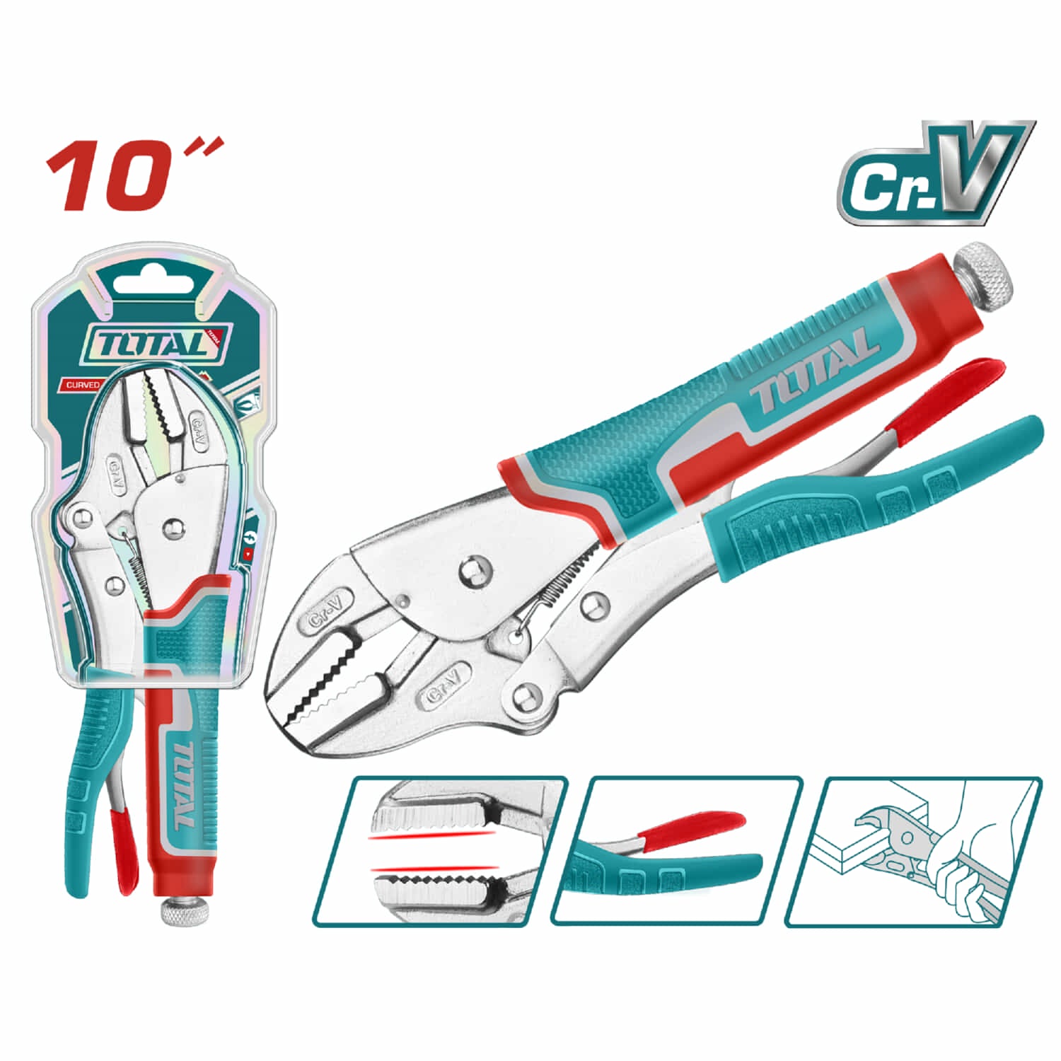 Alicate de presion 10" mandibula recta Cr-V HRC52-HRC61