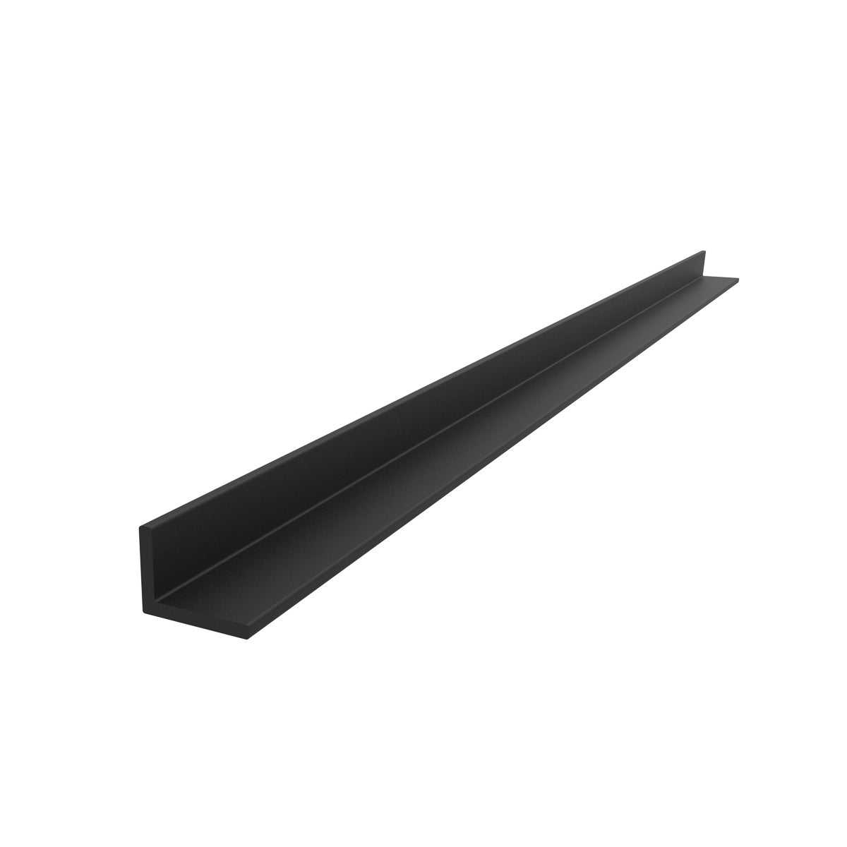 Angulo forma L de 1/2"x 3/8" Espesor 1.5 mm. Largo 5.85 mts. Acabado Anodizado Negro 15 Micron
