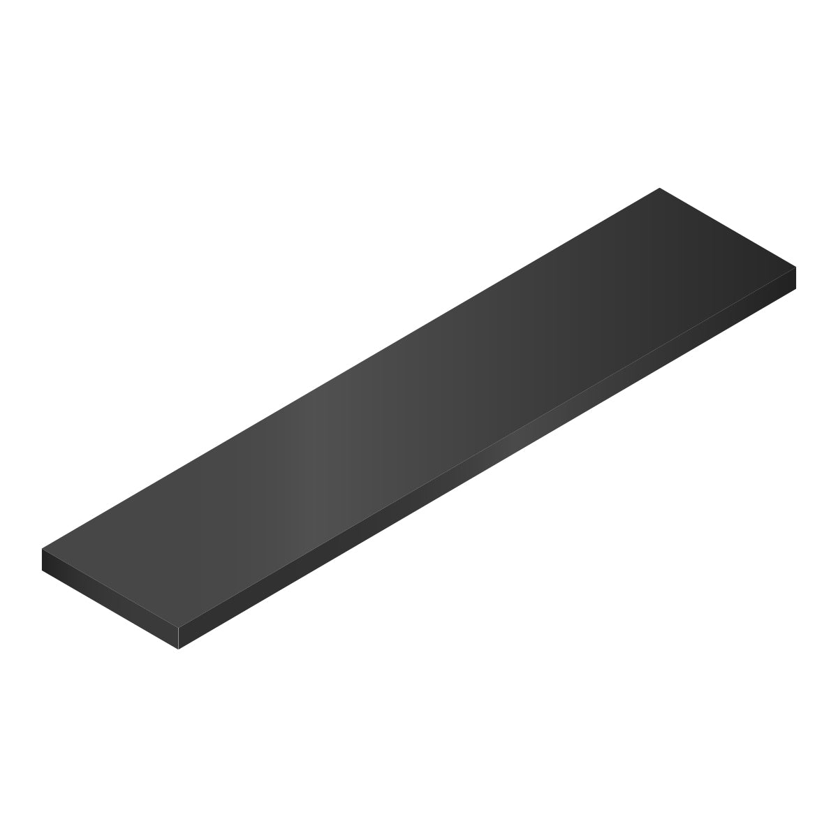 Platina decorativa 1 1/2". Espesor 3.17 mm Largo 5.85 mts. Material 6063-T5. Acabado Anonizado negro