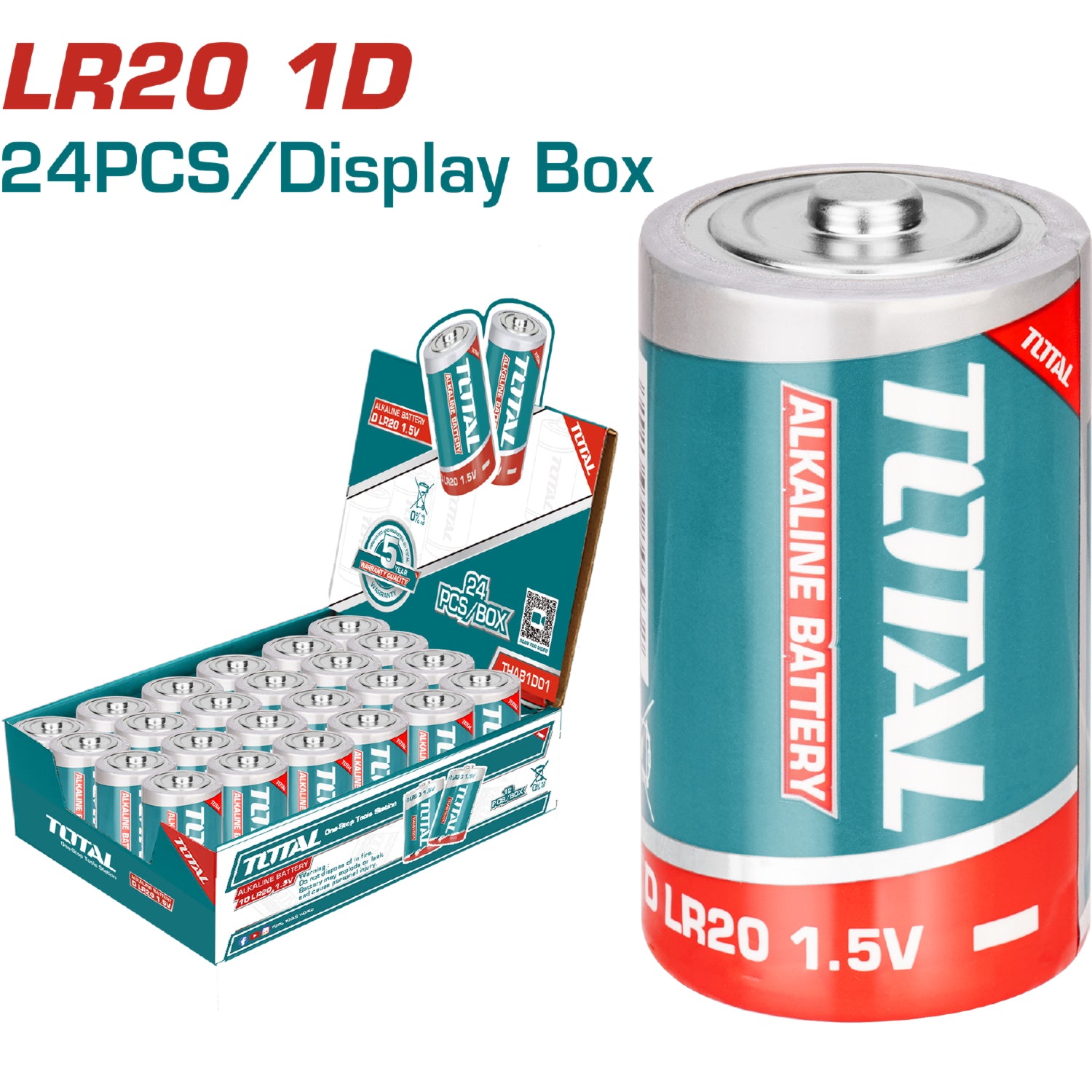 Pila alcalina tipo D (LR20) 1.5V. TOTAL (1 pza)