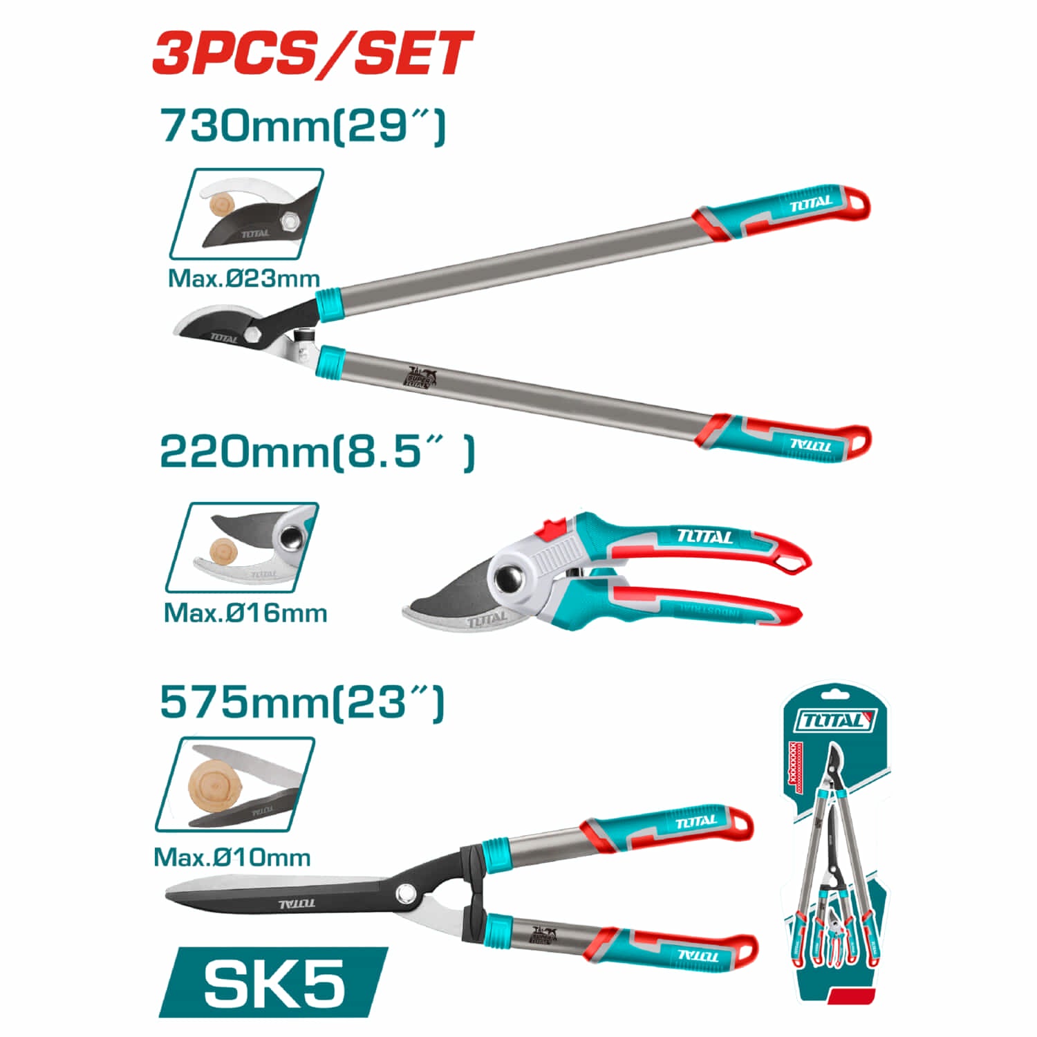 Set de 3 pcs de Tijera de podar.