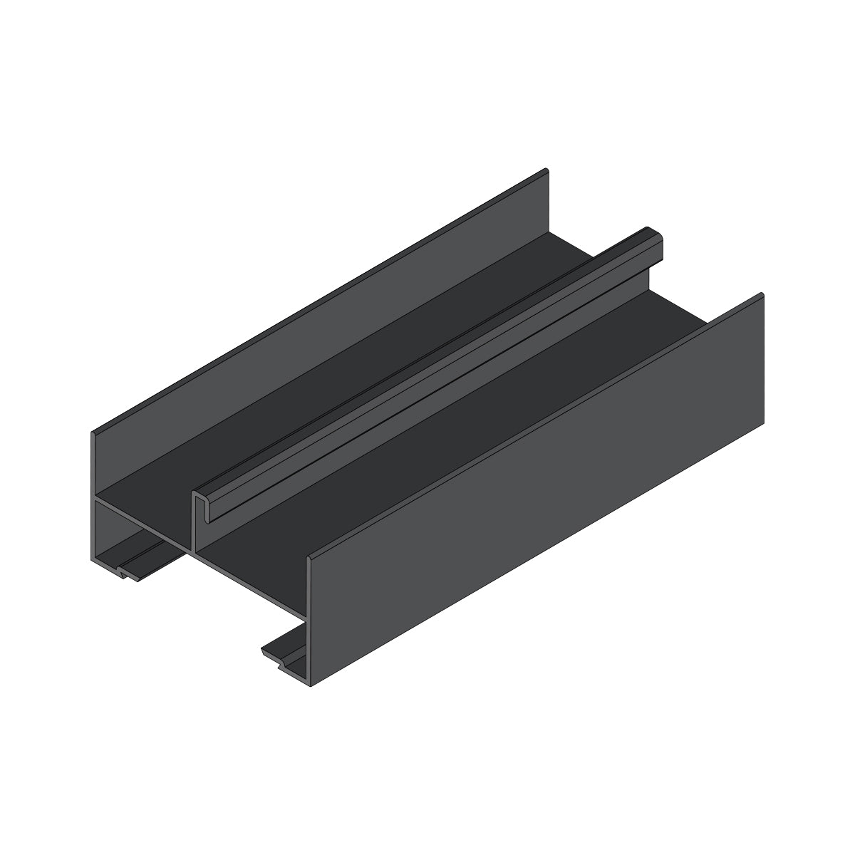 Marco Lateral Ventana VC . Espesor 1.27 mm Largo 5.85 mts. Acabado Anodizado Negro VC121