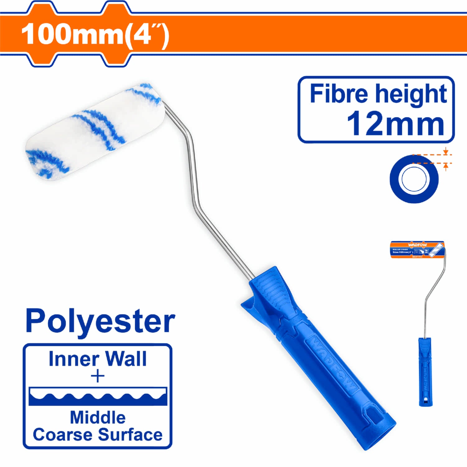 Rodillo chico para pintar 4" para paredes internas. Altura de la fibra: 12mm.