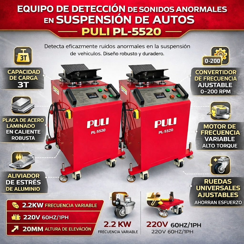Equipo de Detección de Sonidos Anormales en Suspensión de Autos Capacidad Carga 3T 220V60HZ/1PH (Juego 4 pcs)