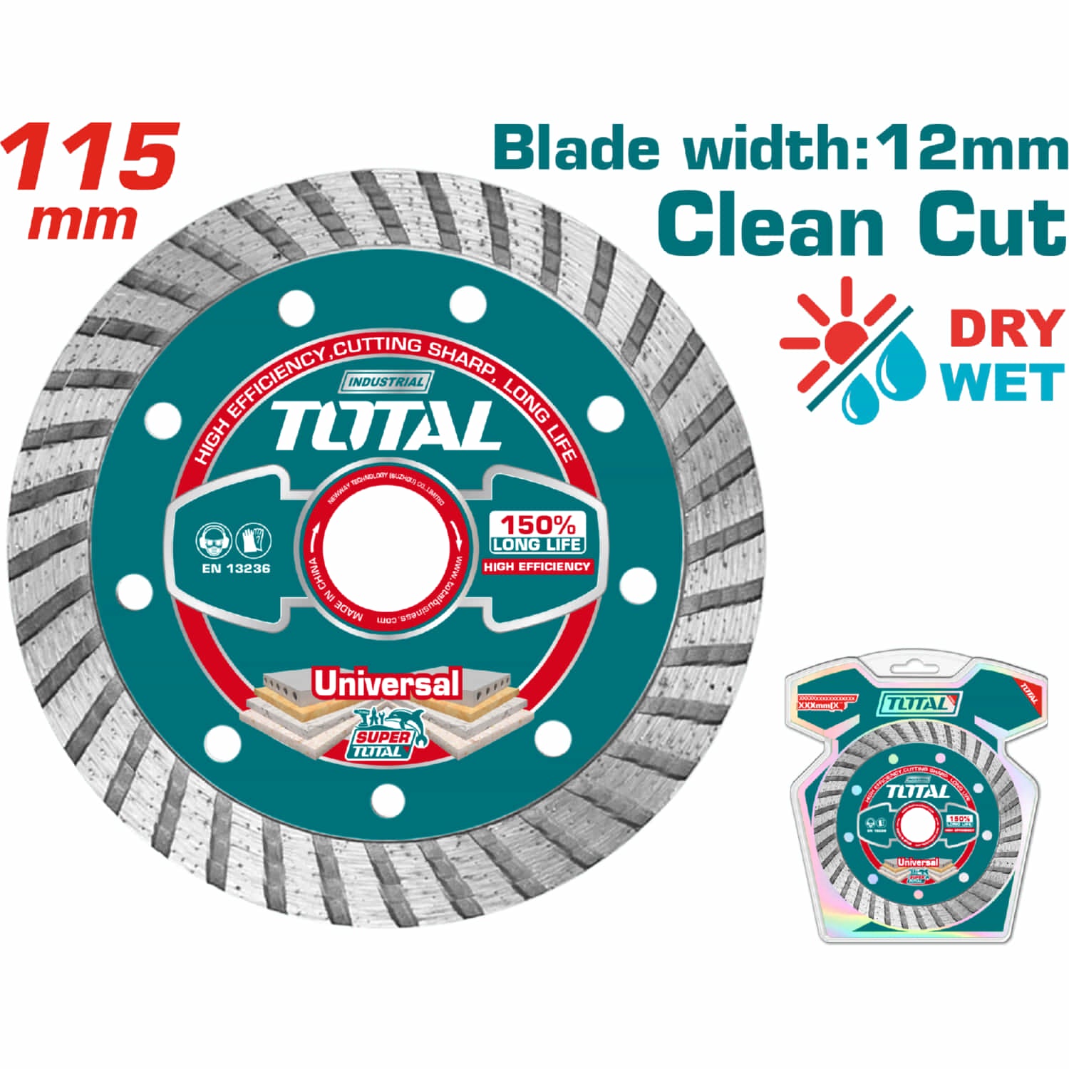Disco de corte Diamantado Turbo Para ceramica y Concreto 115 (4-1/2") X 22mm