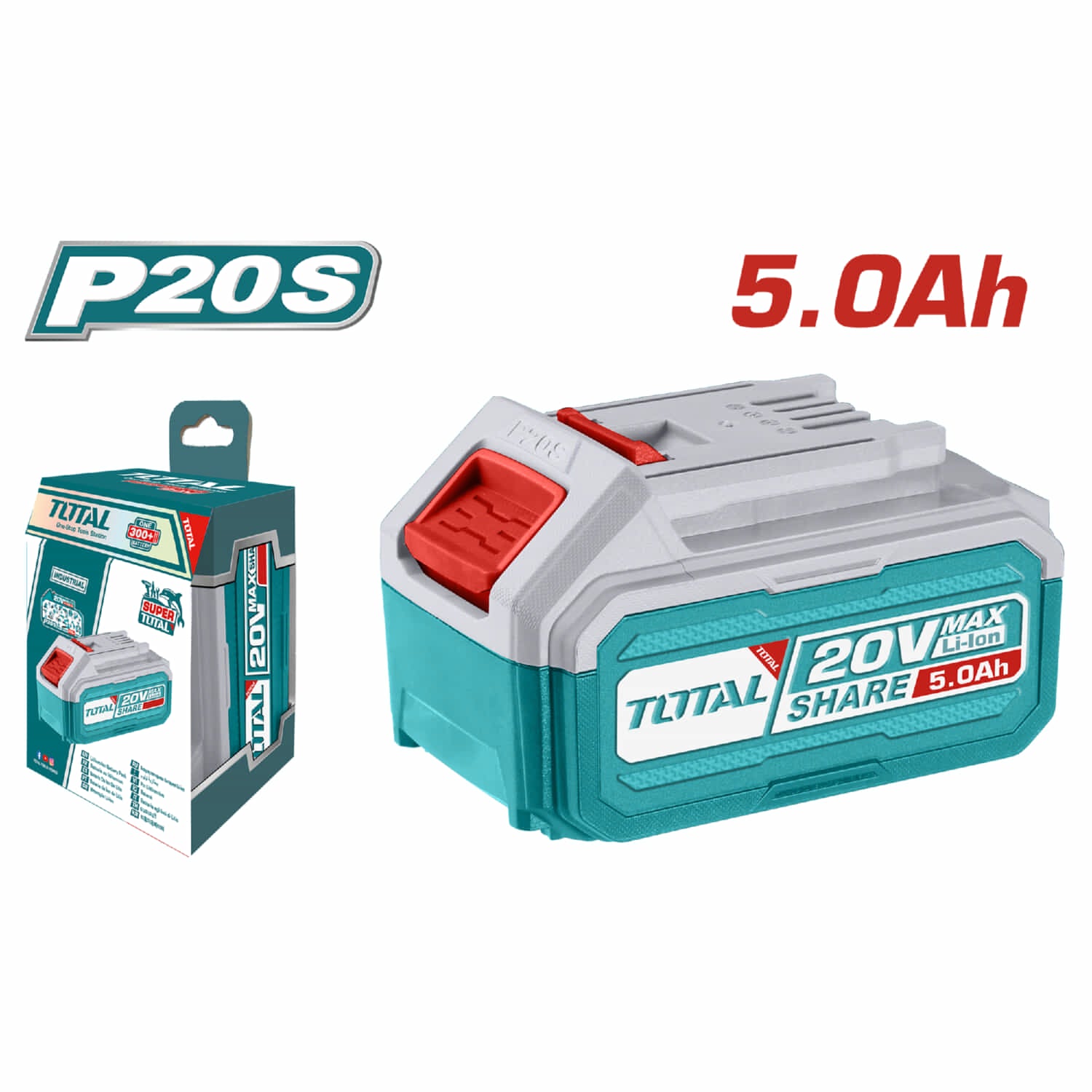 Bateria 20V Lithium-Ion 5.0 Ah. Indicador Led de carga. Compatible con multiples Herramientas. Total