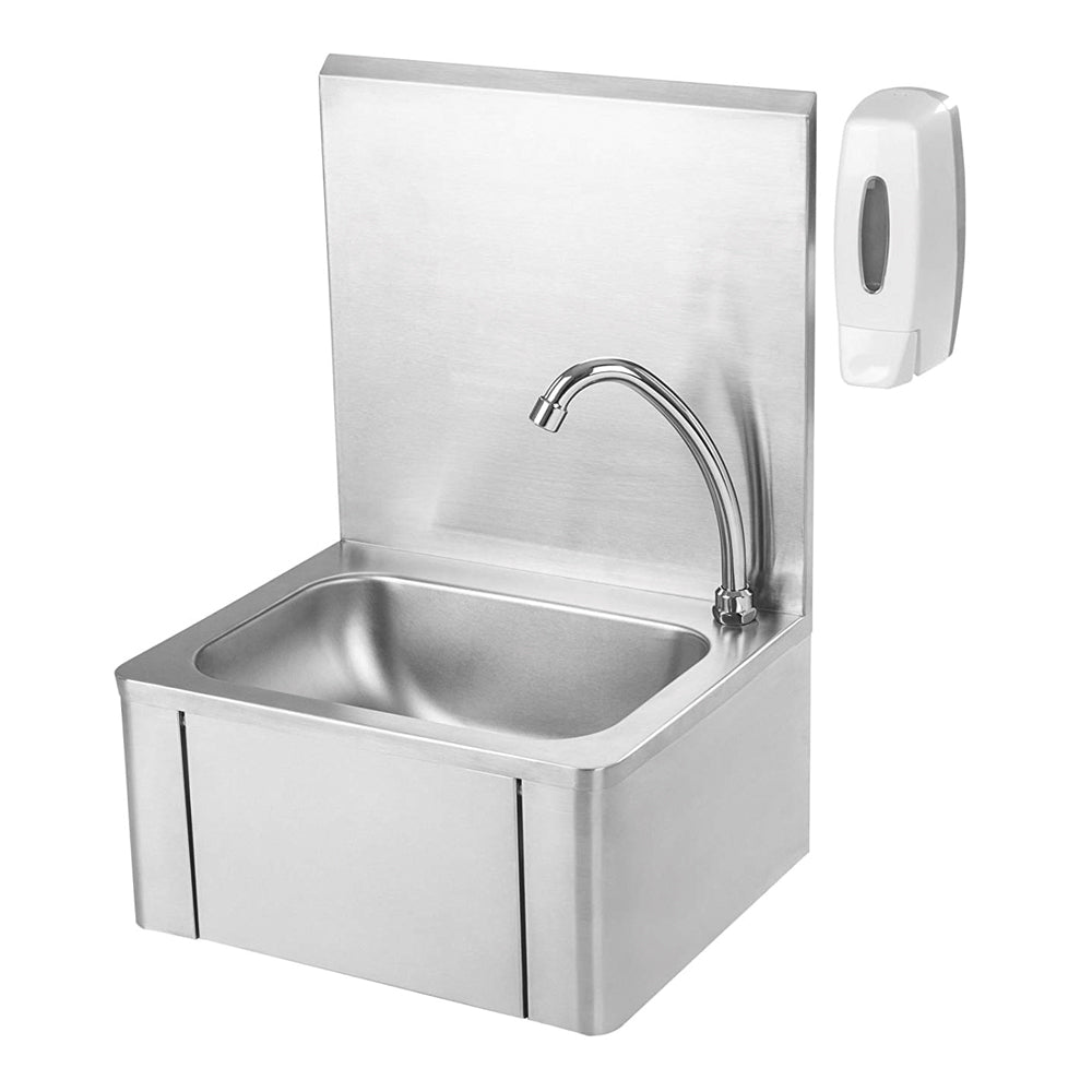 Fregador tina Lavamanos sanitario con válvula de rodilla incluida. Acero inoxidable 400*300*570mm. Incluye grifo