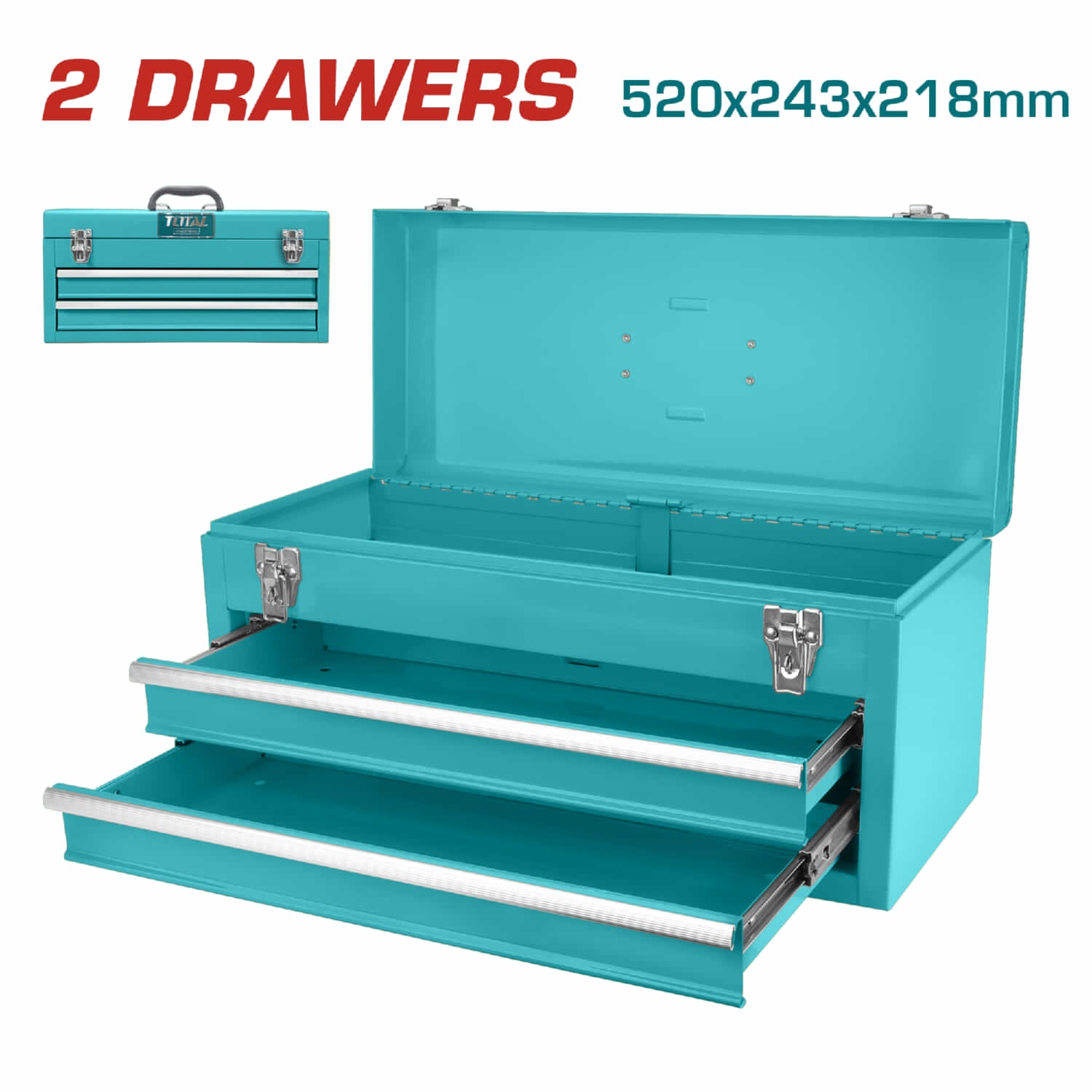 Caja herramientas metálica de 2 bandejas 520*218*243mm