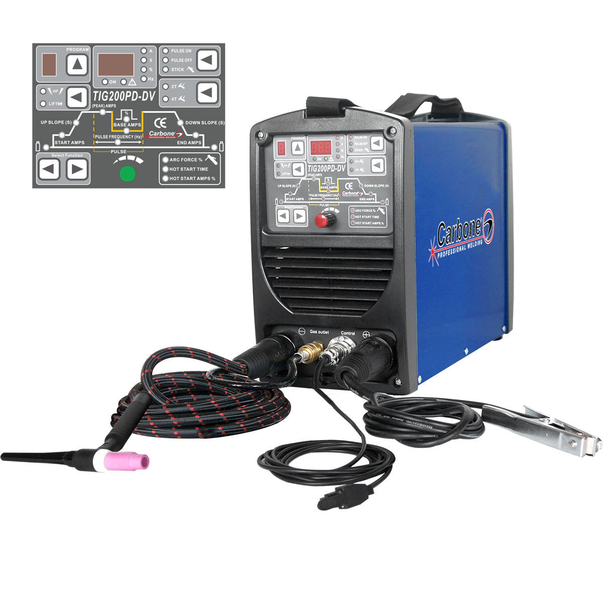 Maquina soldar Tig DC alta frecuencia y electrodo TIG 200PD-DV 110/220V. USO INDUSTRIAL