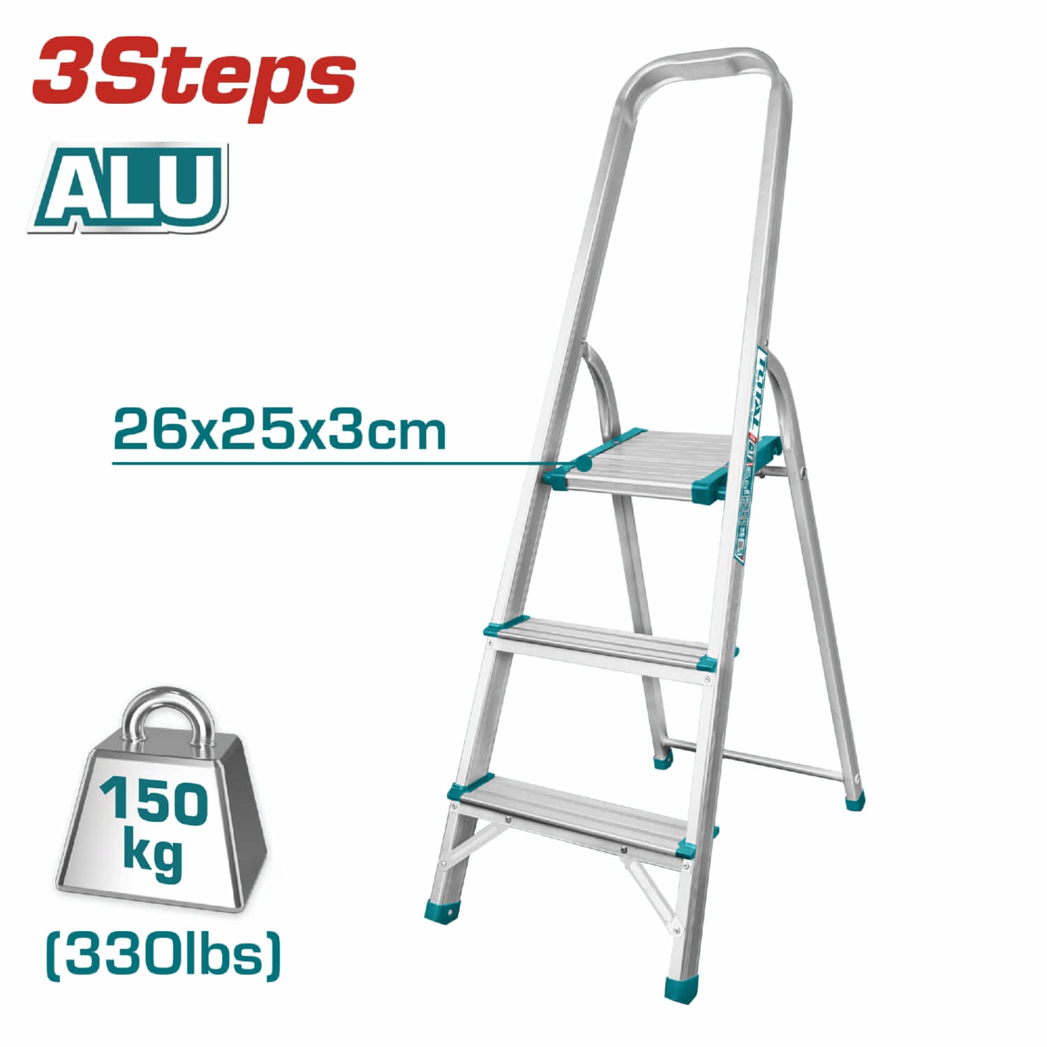 Escalera de Tijera Total 2 pies altura 3 peldaños. Resistencia 150 kg ( 330 lbs) Alta calidad y du