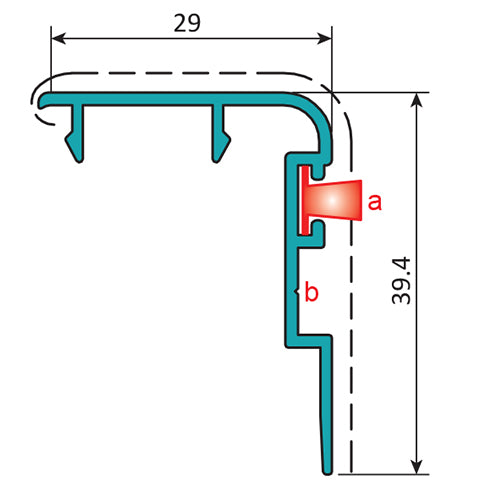 Perfil Cruce recto Hoja Central de 28x66. Espesor 1.3 mm. Largo 5.85 mts. Acabado Anodizado Negro 15