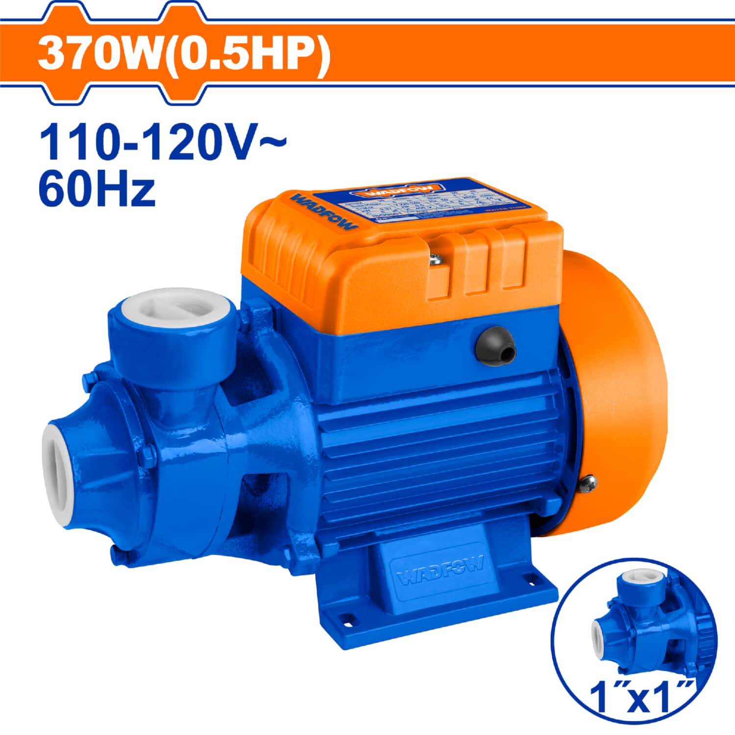 Bomba de agua periférica 370W 0.5HP Voltaje: 110-120V. Flujo máximo: 30L. Succión: 8m.