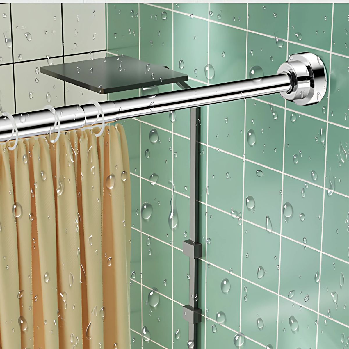 Barra ajustable para cortinas , closets y duchas de acero inoxidable. Barra extensible. Sin perforaciones. Ajustable 155-260cm. Se adapta a cualquier pared.