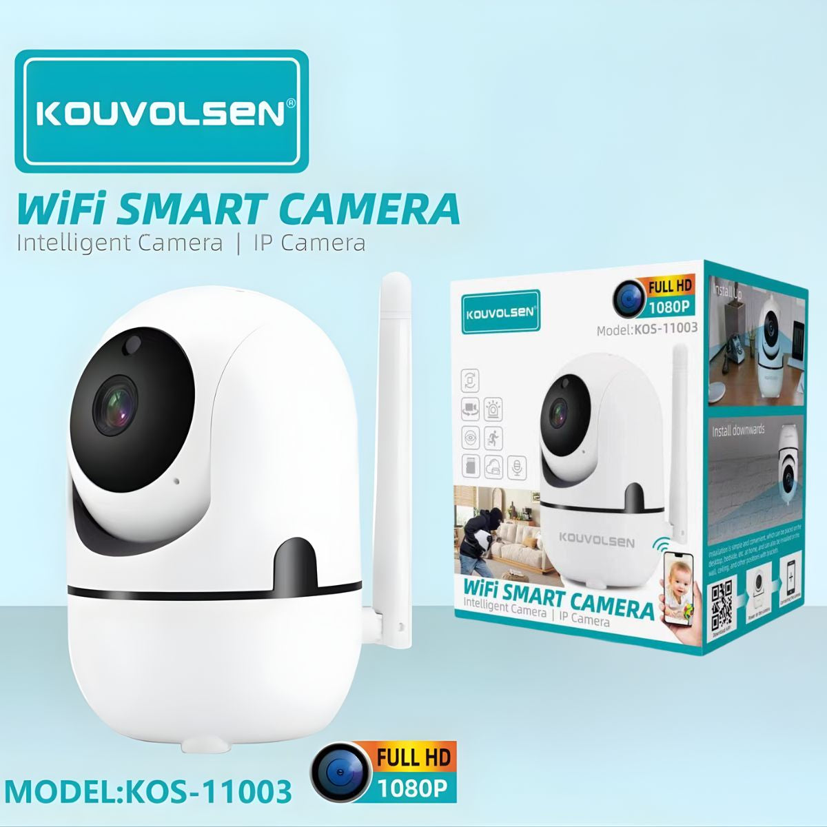Cámara de Seguridad WiFi Full HD 1080P 360° con Visión Nocturna, Detección de Movimiento y Audio Bidireccional. Compatible con App YOOSEE y MicroSD.