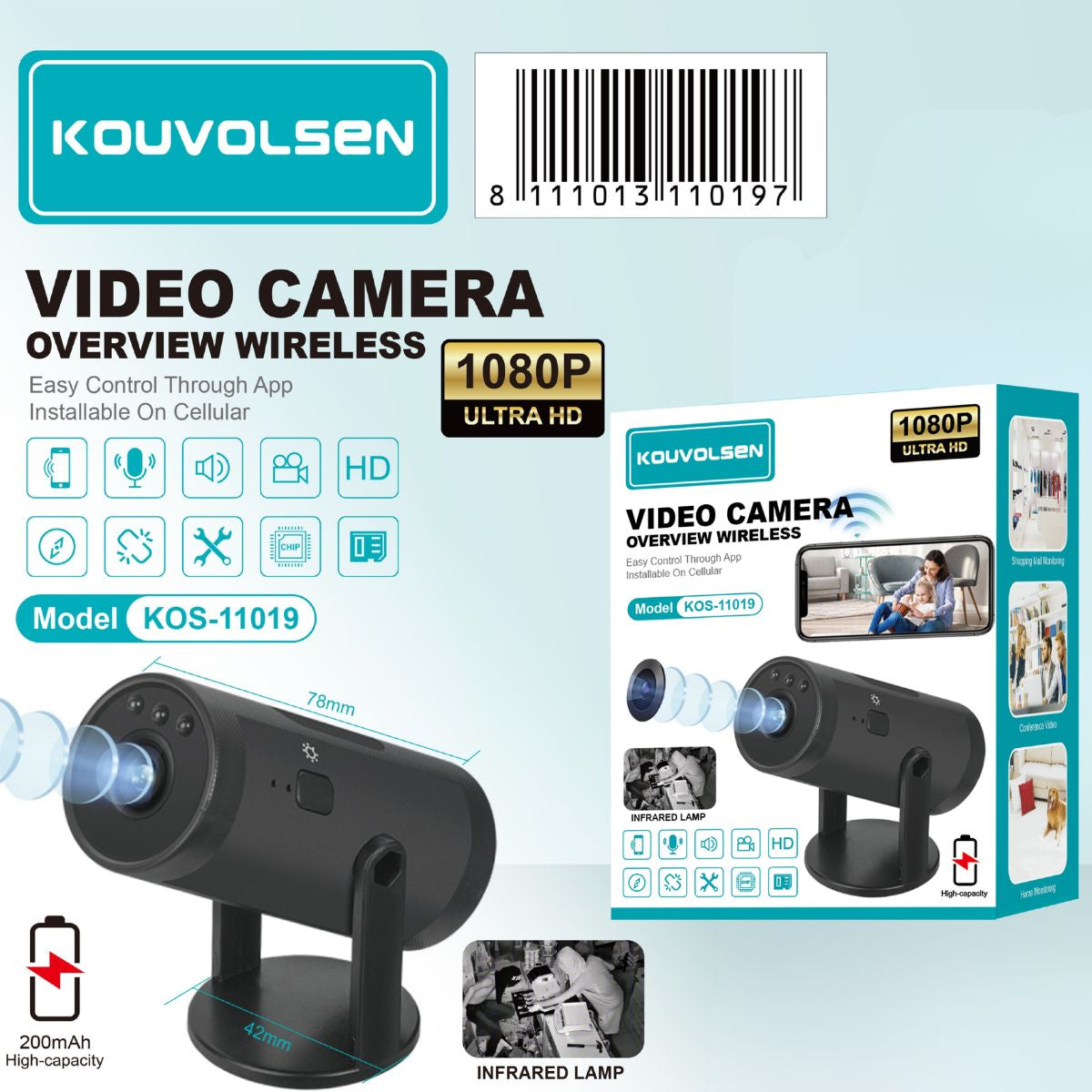 Cámara de Seguridad WiFi 1080P Full HD Inalámbrica con Visión Nocturna y Monitoreo desde App Móvil Linklemo. Cámara de videovigilancia.
