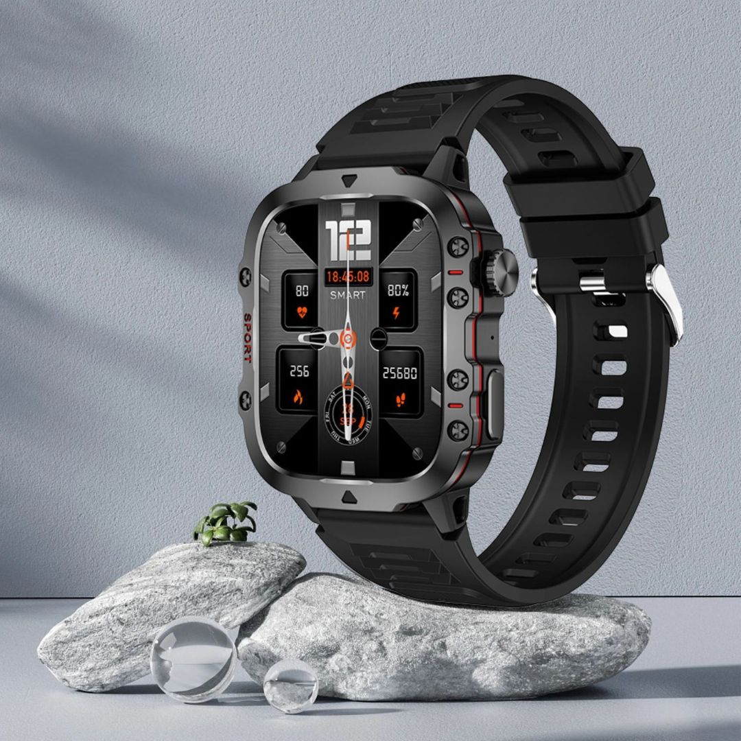 Smartwatch Con GPS Integrado Y Llamadas Bluetooth. Reloj Inteligente 1.96” HD. Resistente al Agua 3ATM con Monitores de Salud. Color Negro.