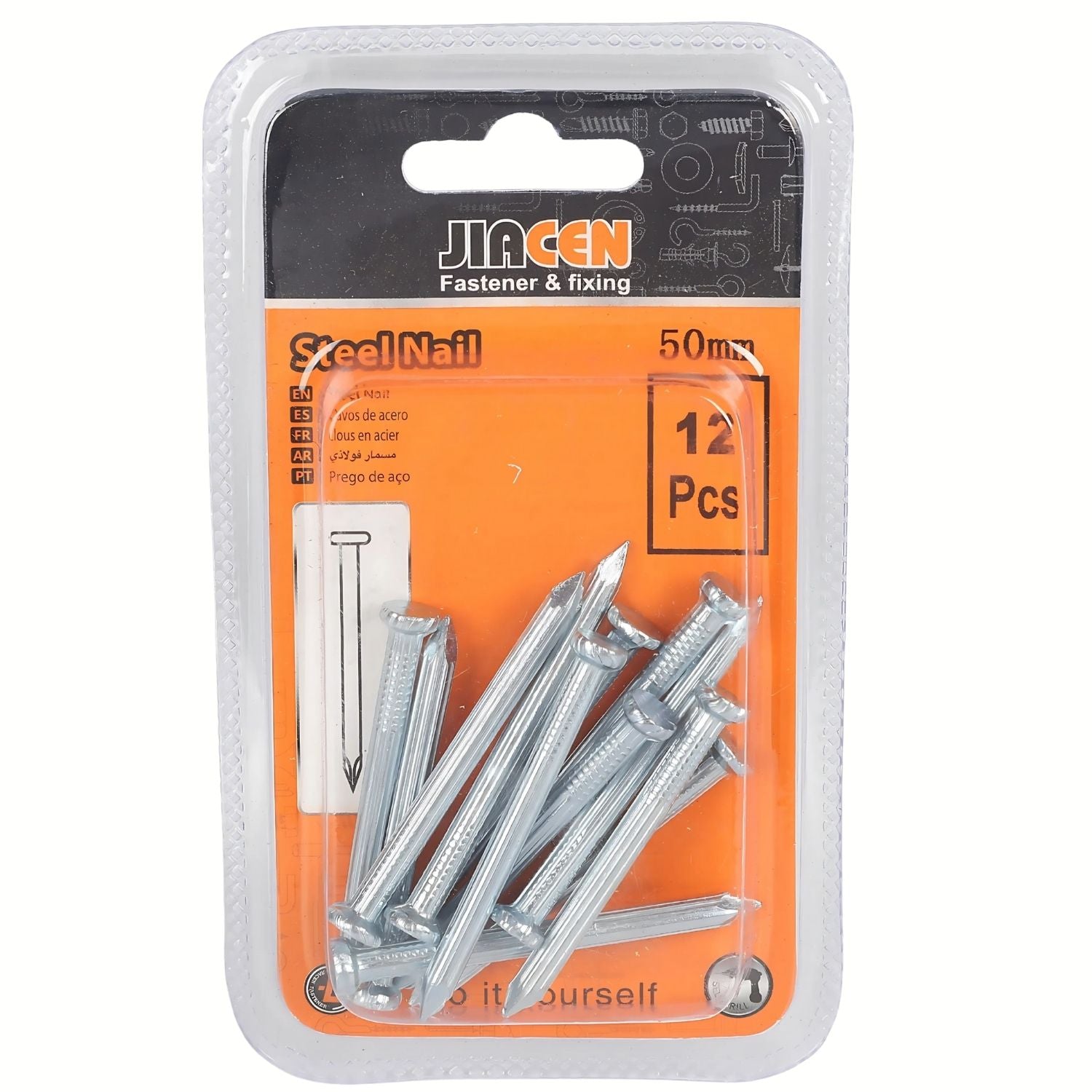 Clavos de cemento 50mm Punta Afilada Hierro resistente ideal para concreto Set 12 piezas.